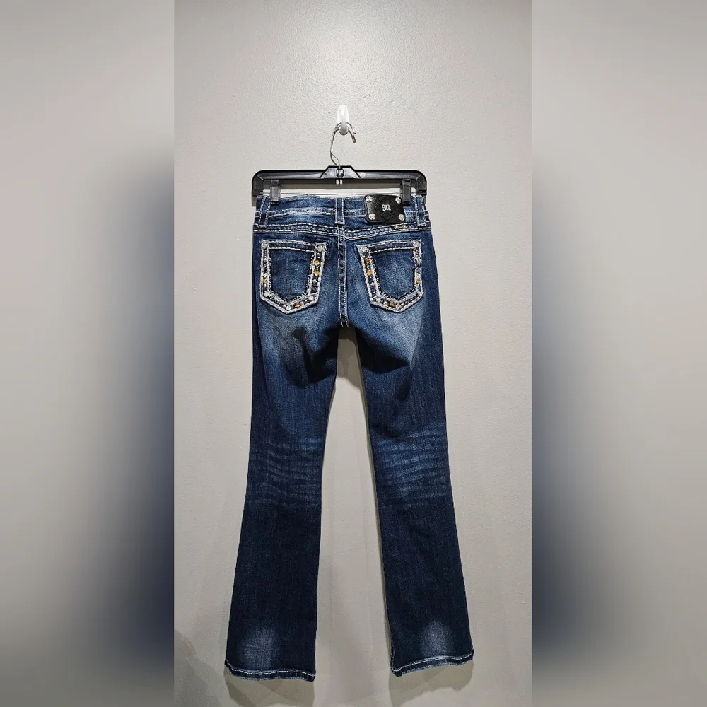 Miss Me Dark Blue Embellished Jeans Size 27 Inseam 32" - Picture 3 of 8